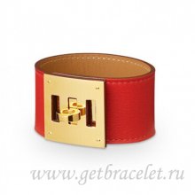 Hermes Kelly Dog Bracelet Red With Gold